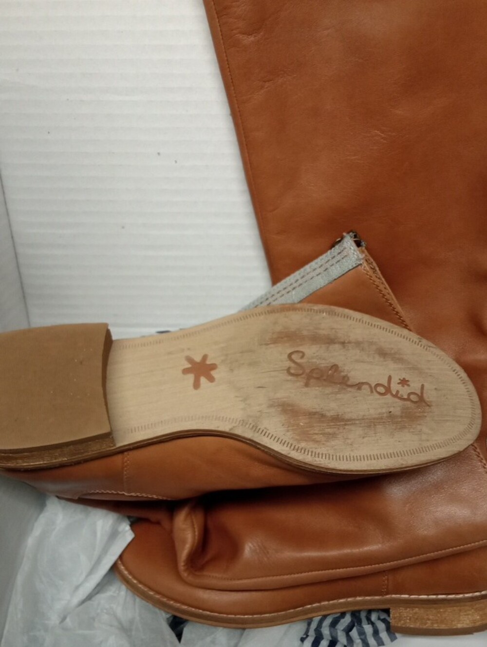 Splendid Tan Leather Mid-Calf Riding Boots - Picture 3 of 3